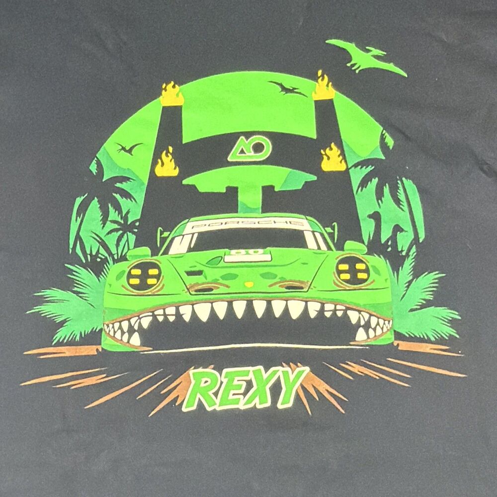 AO Racing Rexy Porsche 911 GT3 R Graphic Mens 2XL Short Sleeve TShirt Navy Blue - Picture 2 of 6